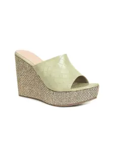 VALIOSAA Textured Wedge Open Toe Heels