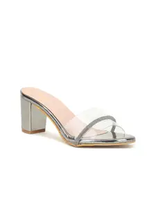VALIOSAA Open Back Block Peep Toe Heels