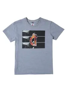 Gini and Jony Boys Grey Printed Round Neck T-shirt