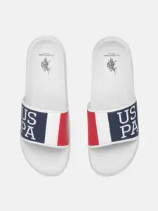 U.S. Polo Assn. Men Colourblocked Sliders with Brand Logo Detail