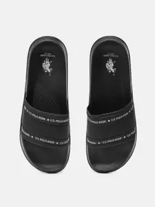 U.S. Polo Assn. Men Solid Sliders With Minimal Brand Logo Print Detail
