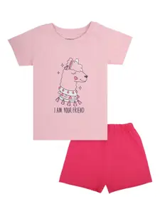 Bodycare Kids Infant Girls Printed Pure Cotton T-shirt with Shorts