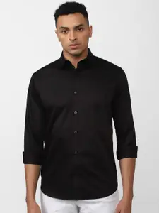 V Dot Men Button Cuff Slim Fit Casual Shirt