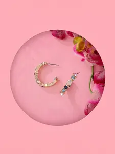 Accessorize Gold Plated Contemporary Stone Studded Half Hoop Earrings