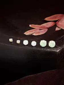 Accessorize Set Of 3 Silver-Toned Crystal Contemporary Studs Earrings