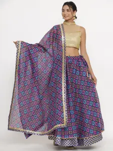 Kesarya Printed Ready to Wear Cotton Lehenga Dupatta with unstitched Blouse
