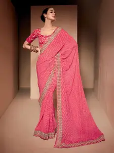 elora Embroidered Silk Blend Bandhani Saree