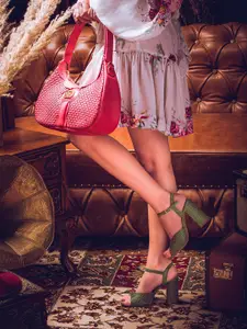 Saint G Embellished Genuine Leather Block Heels