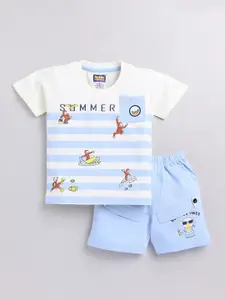 Nottie Planet Boys Printed Pure Cotton Round Neck T-shirt with Shorts