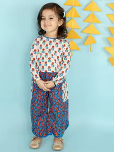 KID1 Girls Floral Printed Pure Cotton Top with Palazzos