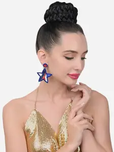 Zaveri Pearls Star Shaped Beaded Drop Earrings