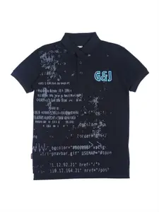 Gini and Jony Infant Boys Typography Printed Polo Collar Cotton T-shirt