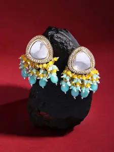 Zaveri Pearls Gold-Plated Contemporary Kundan Drop Earrings