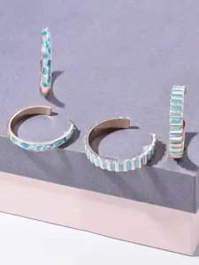 Zaveri Pearls Set of 2 Gold-Plated Contemporary Half Hoop Earrings