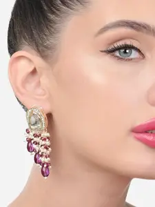 Zaveri Pearls Women Gold-Plated Contemporary Drop Earrings