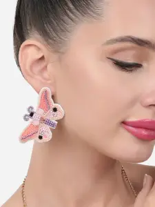 Zaveri Pearls Beads Embellished Contemporary Butterfly Drop Earrings
