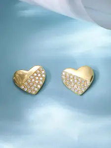 Rubans Silver Gold-Plated Sterling Silver Heart Shaped Studs Earrings