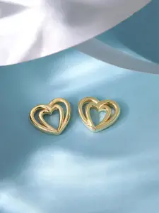 Rubans Silver Gold-Plated Sterling Silver Heart Shaped Studs Earrings