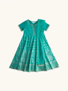 AKKRITI BY PANTALOONS Ethnic Motifs Printed Sequined A-Line Dress