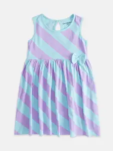 Pantaloons Junior Striped Bow detail Cotton Fit & Flare Dress