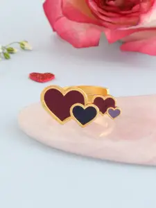 Voylla Valentine's Day Collection Gold-Plated Enamelled Adjustable Finger Ring