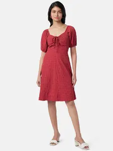 Honey by Pantaloons Sweetheart Neck Puff Sleeves Fit & Flare Dress