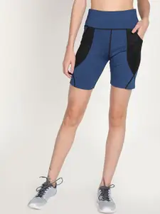 CHKOKKO Women Colourblocked Slip-On Slim Fit Cycling Sports Shorts