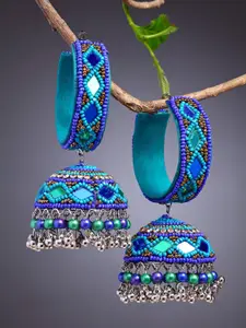 Moedbuille Silver-Plated Contemporary Jhumkas Earrings