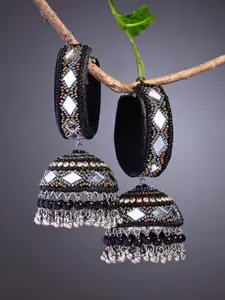 Moedbuille Beads Mirror & Crystals Studded Contemporary Jhumkas Earrings
