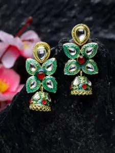 Moedbuille Gold-Plated Dome Shaped Chandelier Jhumkas Earrings
