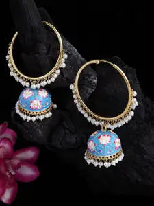 Moedbuille Gold-Plated Beaded Dome Shaped Hoop Earrings