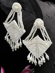 Moedbuille Studded Contemporary Tasseled Drop Earrings