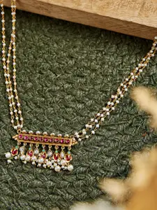 Fabindia Silver Pearl Studded Gold-Plated Necklace