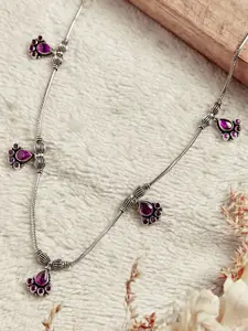 Fabindia Silver-Plated Stone Studded Necklace