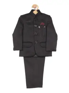 Lil Lollipop Boys Embellished Bandhgala Blazer Single-Breasted Two-Piece Suit