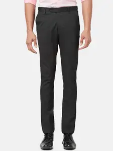 BYFORD by Pantaloons Men Textured Slim Fit Low-Rise Formal Trousers