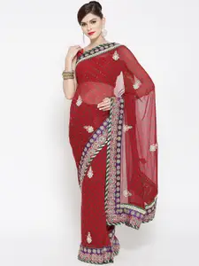Chhabra 555 Red Printed Pure Georgette Saree
