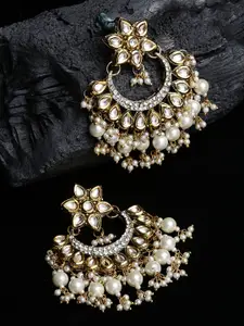 PANASH Gold-Plated Crescent Shaped Chandbalis Earrings