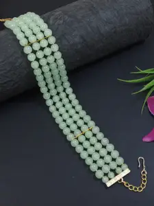 I Jewels Gold-Plated Artificial Beads Choker Necklace