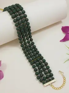 I Jewels Gold-Plated Artificial Beads Choker Necklace