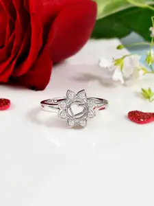 Studio Voylla 925 Sterling Silver Rhodium-Plated Stone-Studded Adjustable Finger Ring