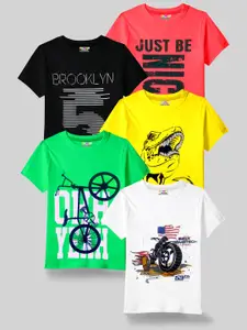 KUCHIPOO Boys Pack Of 5 Graphic Printed T-shirt