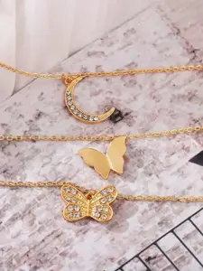 Jewels Galaxy Brass Gold-Plated Layered Necklace