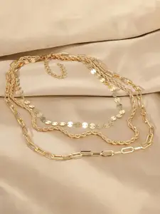 Jewels Galaxy Brass Gold-Plated Contemporary Layered Necklace