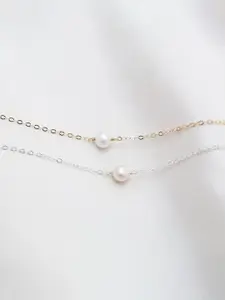 Jewels Galaxy Set Of 2 Brass Gold & Silver Plated Pearl Studded Necklace