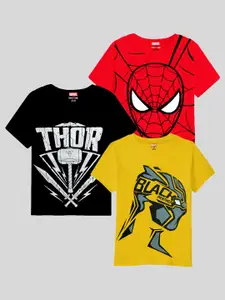 KUCHIPOO Boys Pack Of 3 Marvel Printed T-shirt