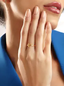Rubans Silver 92.5 Sterling Silver 18k Gold-Plated Minimal Heart Motif Finger Ring