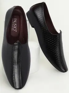 FAUSTO Men Textured Ethnic Lightweight Mojaris