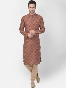 TABARD Men Woven Design Pure Cotton Kurta with Churidar