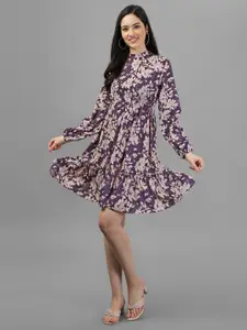 Masakali.Co Floral Printed Georgette Fit and Flare Dress